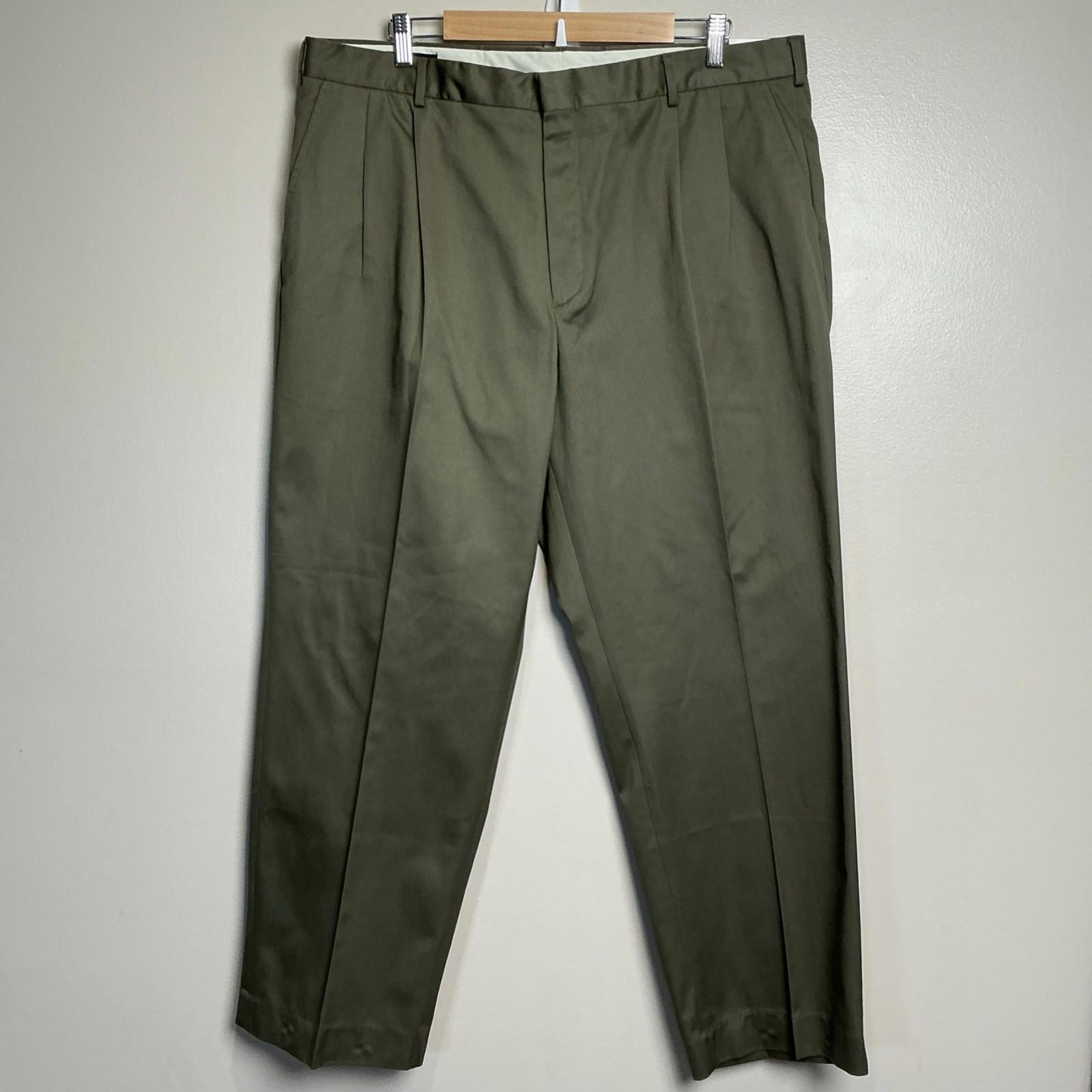 Lands End Pants Mens 40x30 Olive Green Pleated Dress Pants Regular Fit Nwt